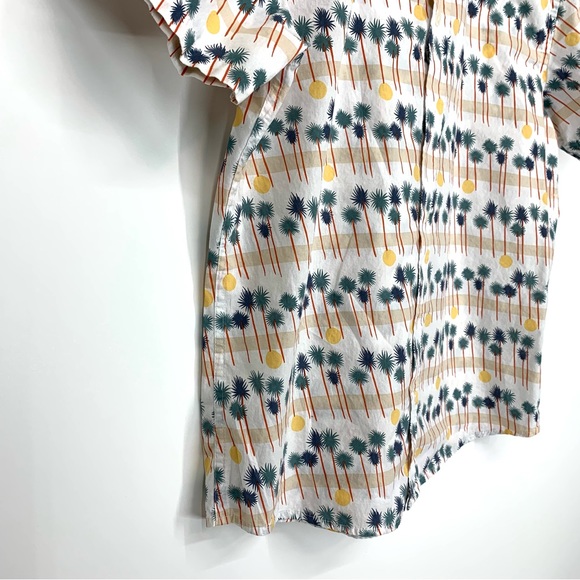 Men’s Cotton & Co Palm Tree Short Sleeve Casual Button Up Shirt Size Medium - Picture 4 of 16